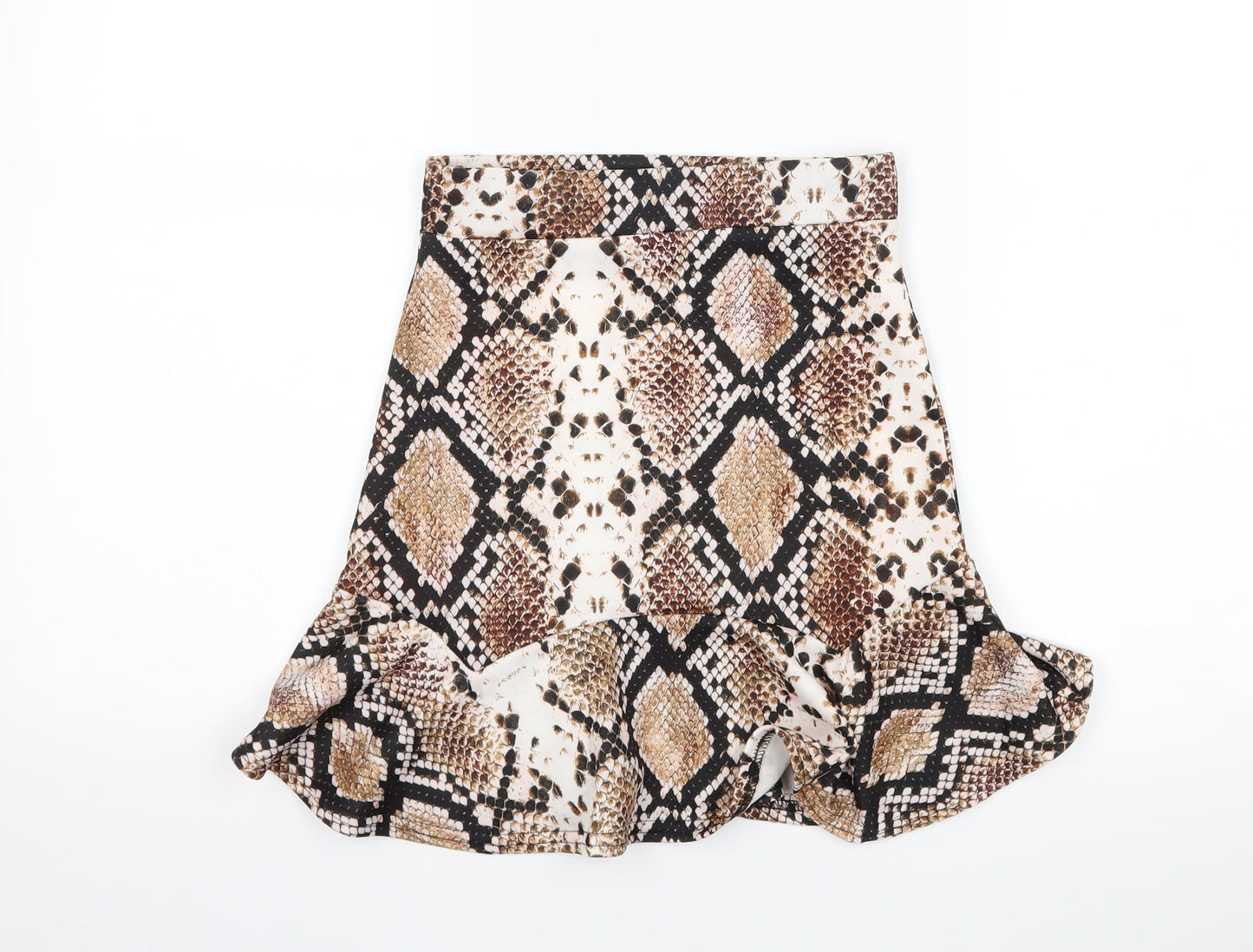 PRETTYLITTLETHING Womens Brown Animal Print  A-Line Skirt Size 6