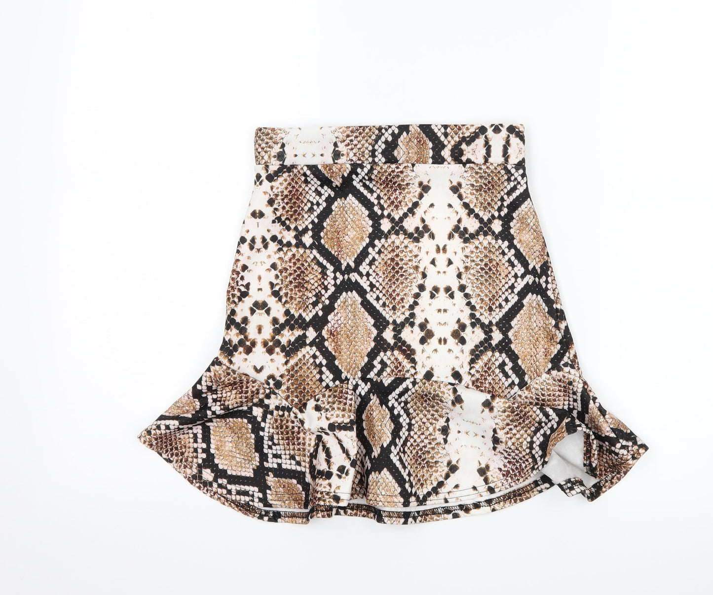 PRETTYLITTLETHING Womens Brown Animal Print  A-Line Skirt Size 6