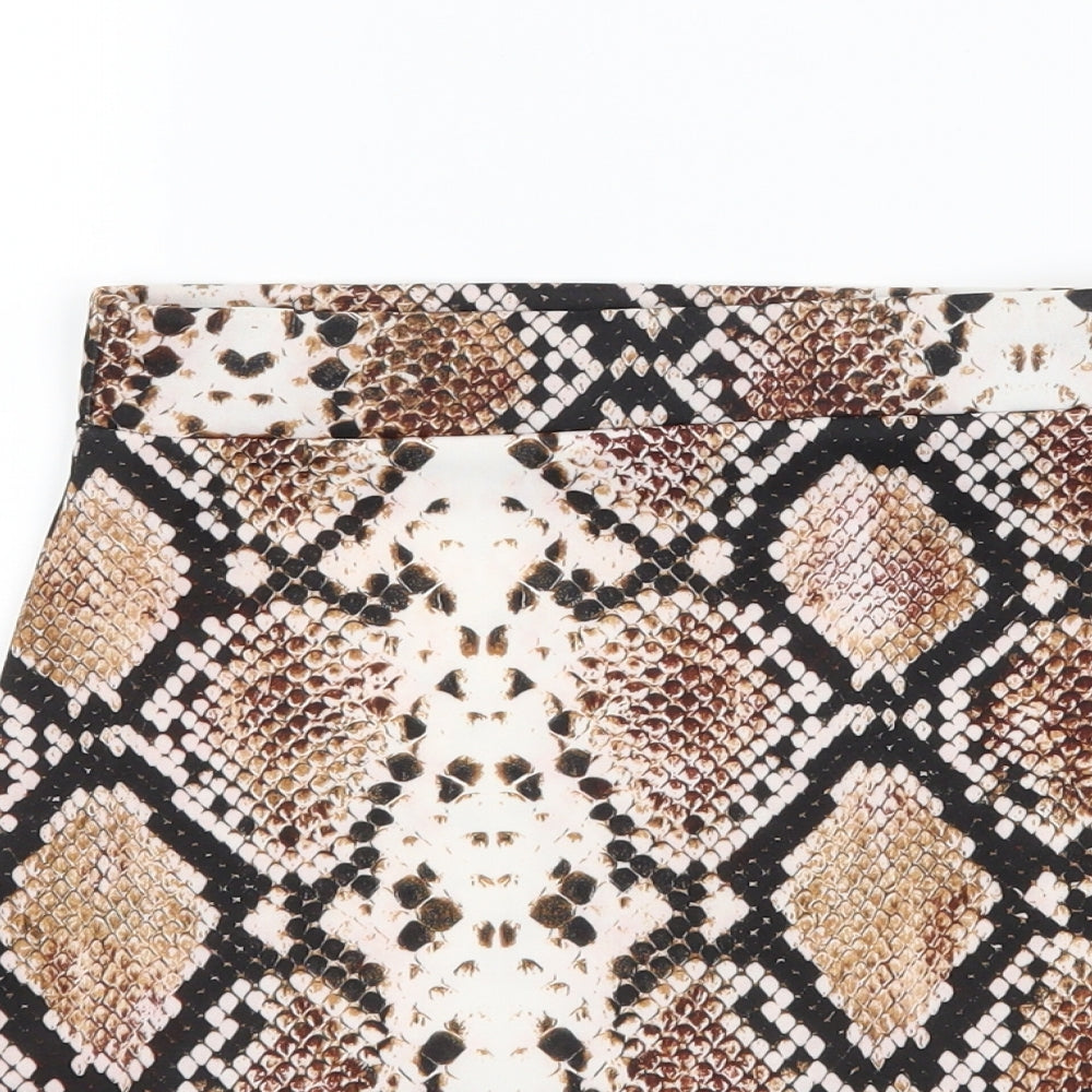 PRETTYLITTLETHING Womens Brown Animal Print  A-Line Skirt Size 6