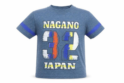 Front view of Preworn boys’ blue basic t-shirt, size 4, years - nagano 32 japan