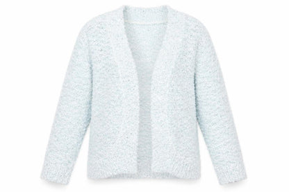Front view of David Emanuel women’s blue cardigan jumper, size M