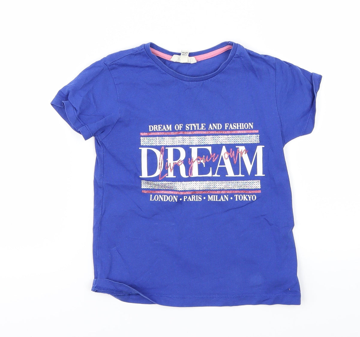 Additional front view of River Island boys’ blue basic t-shirt, size 2-3, years