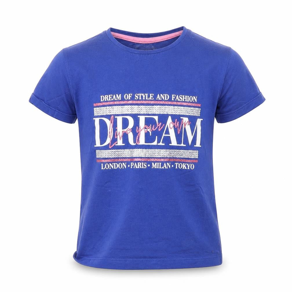 Front view of River Island boys’ blue basic t-shirt, size 2-3, years