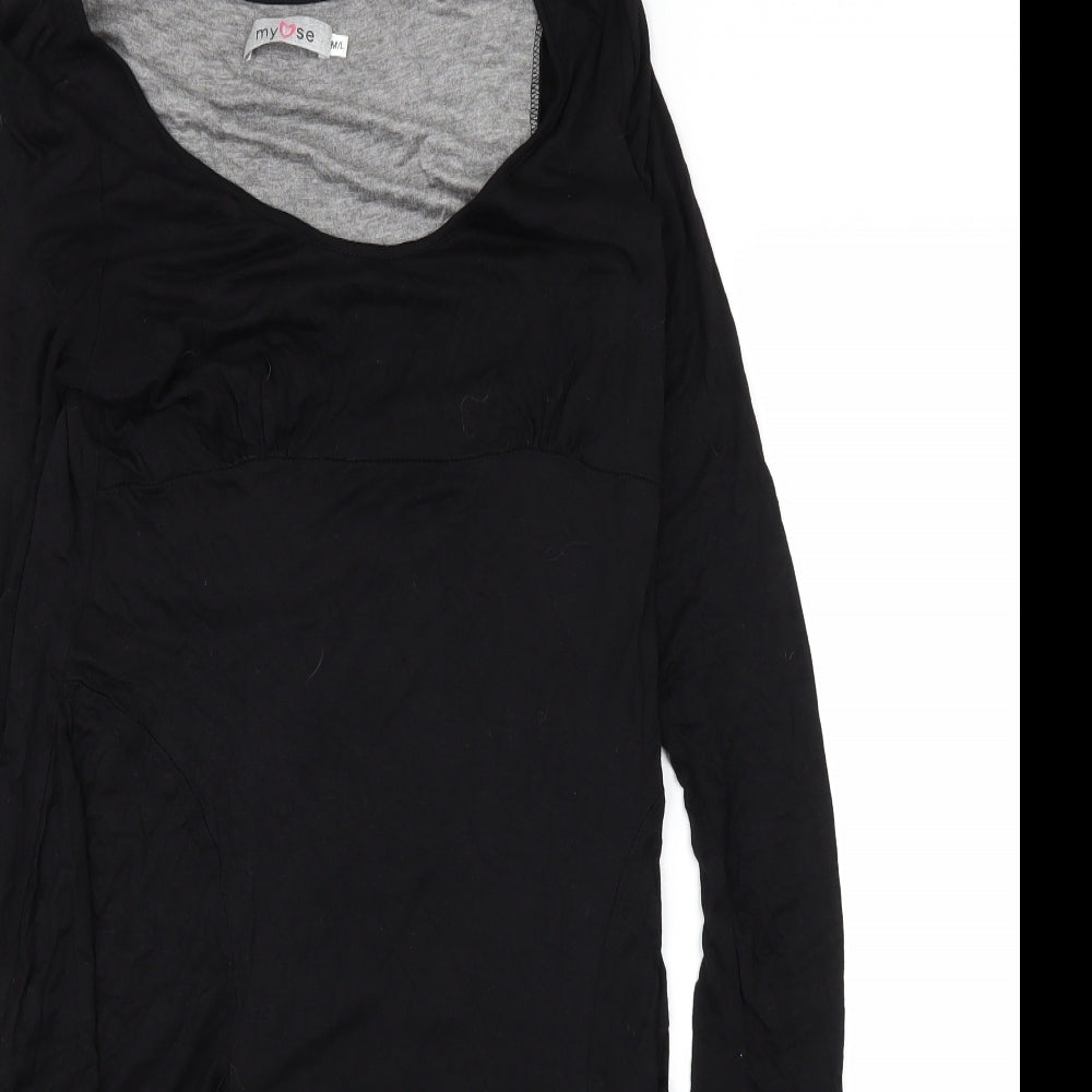 Close-up detail of Myself women’s black a-line, size M