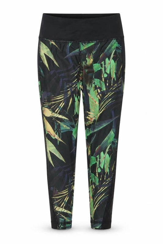 Front view of WorkOut women’s green floral jegging leggings, size UK 6, 20-inch leg