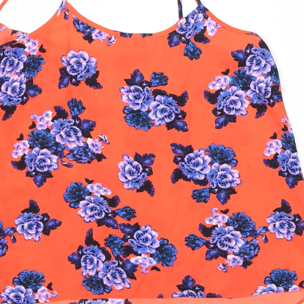 Papaya Womens Red Floral  Basic T-Shirt Size 12