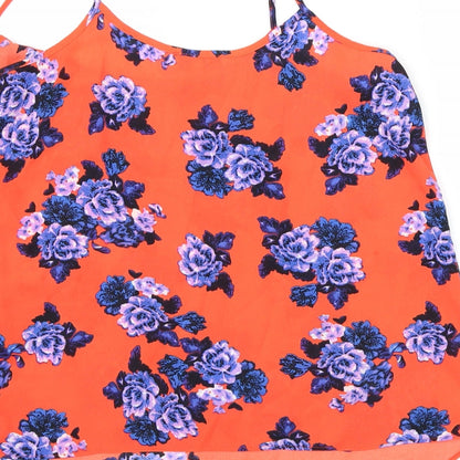 Papaya Womens Red Floral  Basic T-Shirt Size 12