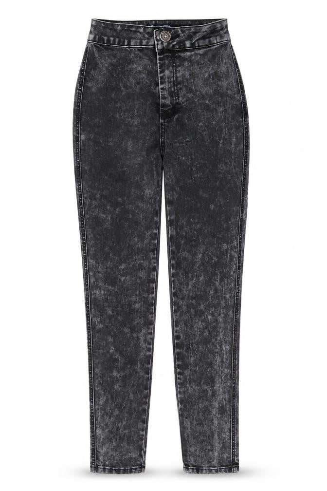 Front view of denim club women’s black skinny jeans, size UK 8, 27-inch leg