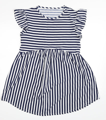 SheIn Womens Blue Striped  Skater Dress  Size M