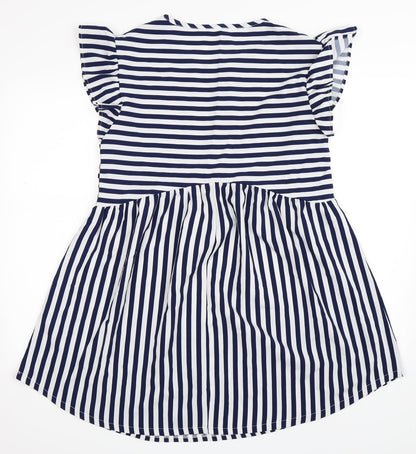 SheIn Womens Blue Striped  Skater Dress  Size M