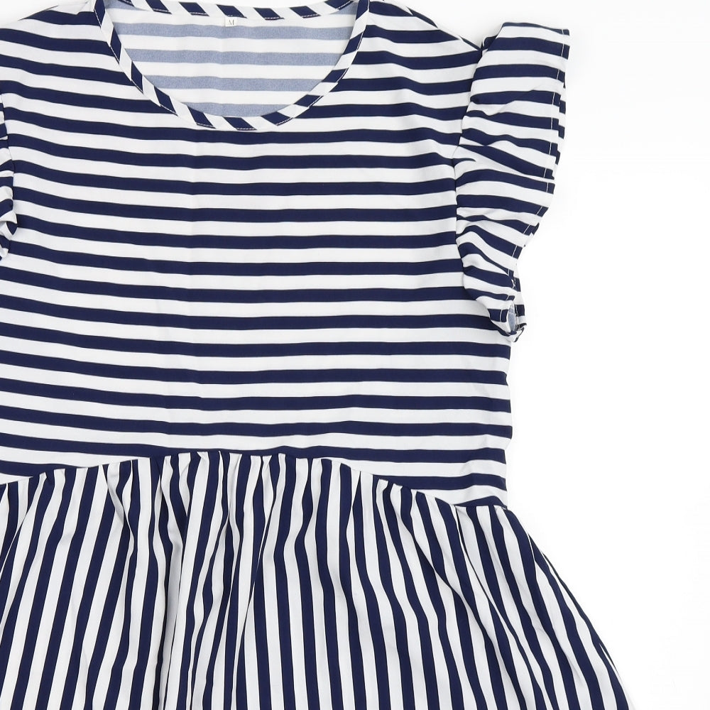 SheIn Womens Blue Striped  Skater Dress  Size M
