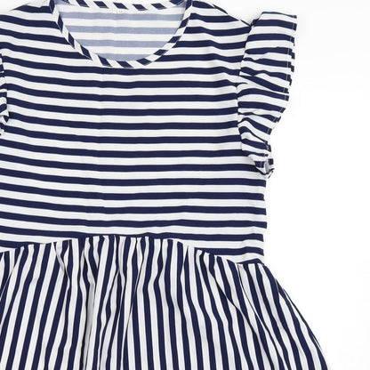 SheIn Womens Blue Striped  Skater Dress  Size M