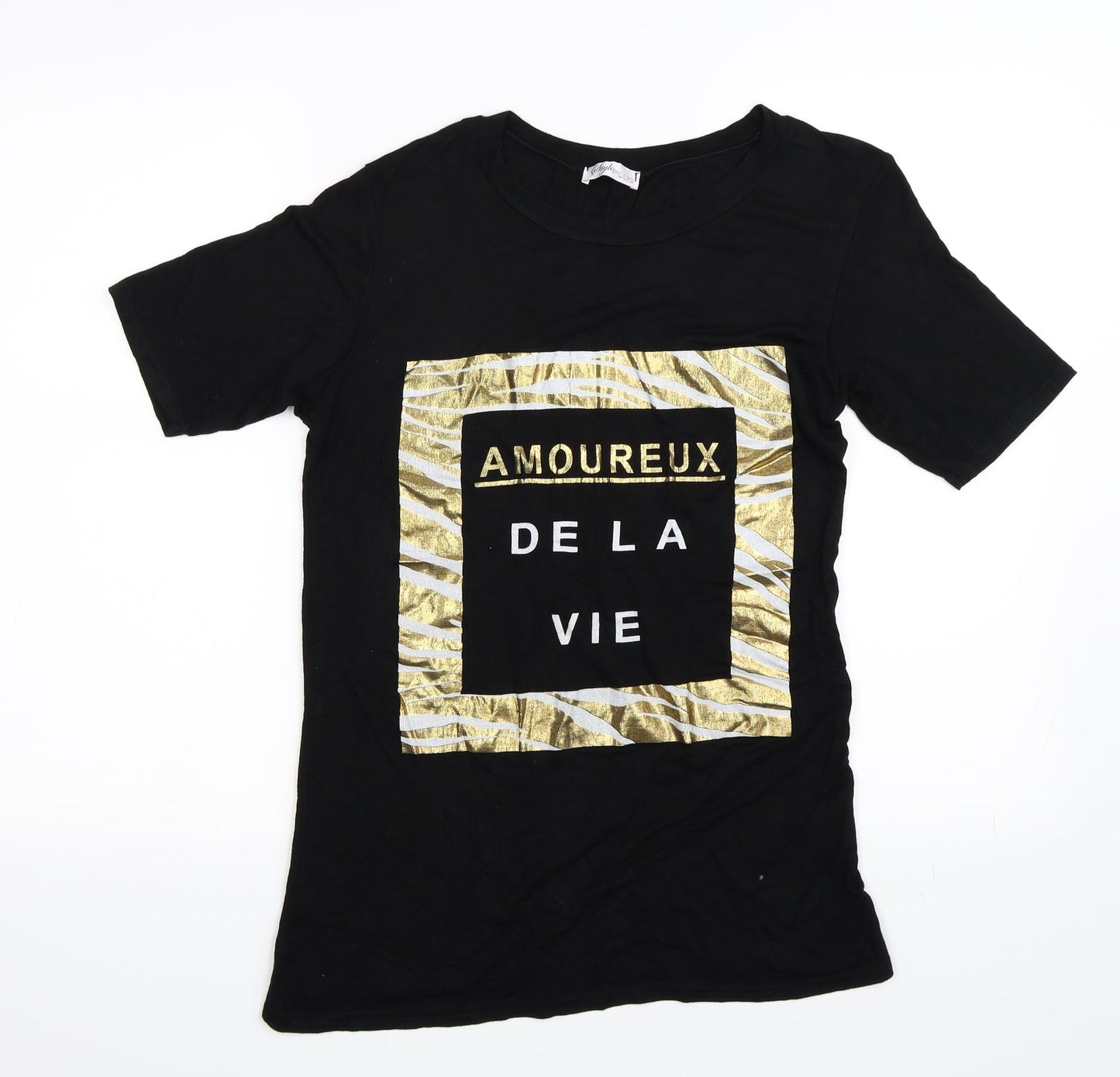 Womens UK Size S Style Plus Black Basic T-Shirt