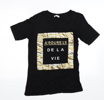 Womens UK Size S Style Plus Black Basic T-Shirt