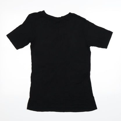 Womens UK Size S Style Plus Black Basic T-Shirt