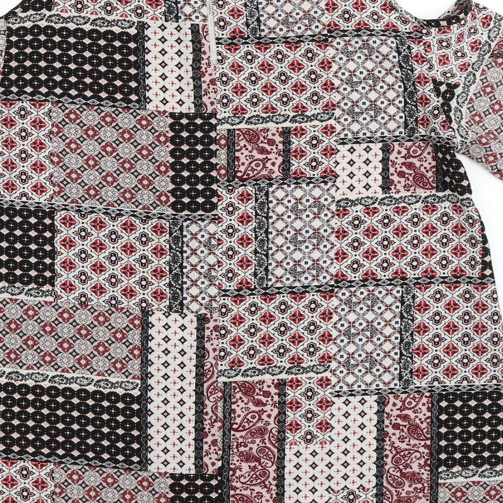 Primark Womens Red Paisley  Basic T-Shirt Size 6  - Cold Shoulder