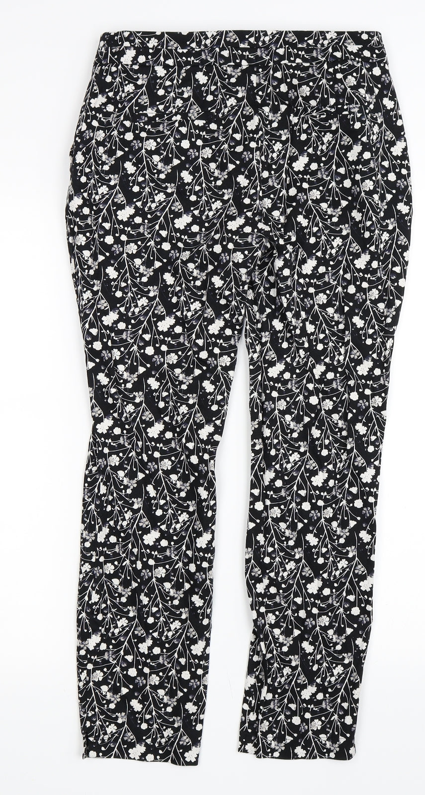 Primark Womens Black Floral  Trousers  Size 8 L25 in