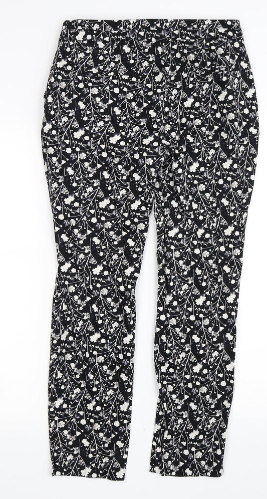 Primark Womens Black Floral  Trousers  Size 8 L25 in