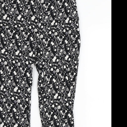 Primark Womens Black Floral  Trousers  Size 8 L25 in