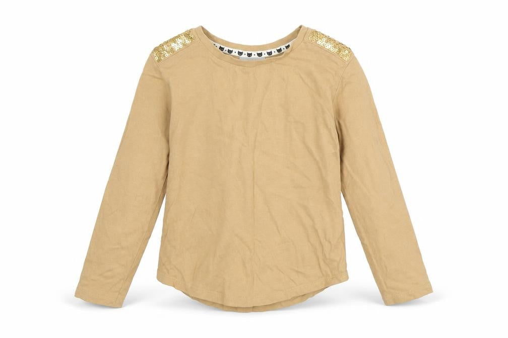 Front view of Matalan girls’ beige basic t-shirt, size 7, years
