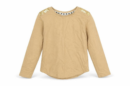 Front view of Matalan girls’ beige basic t-shirt, size 7, years