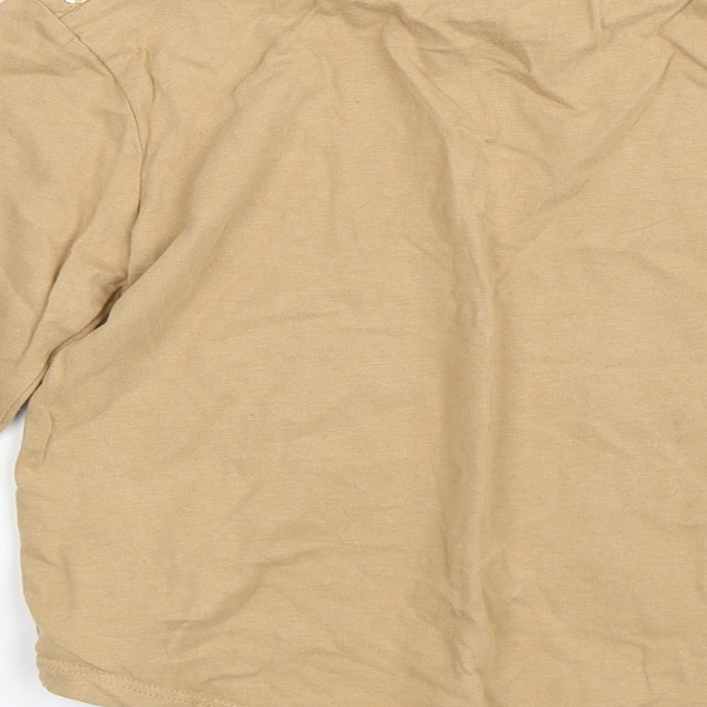Brand and care label for Matalan girls’ beige basic t-shirt, size 7, years