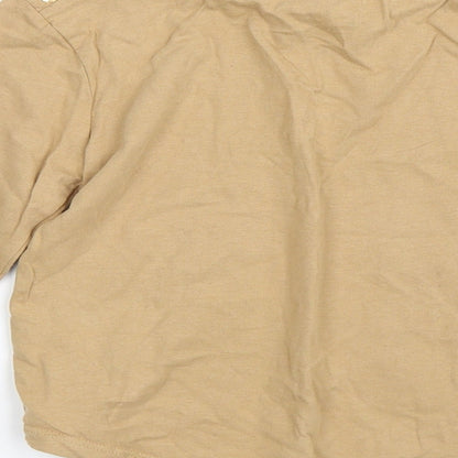 Brand and care label for Matalan girls’ beige basic t-shirt, size 7, years