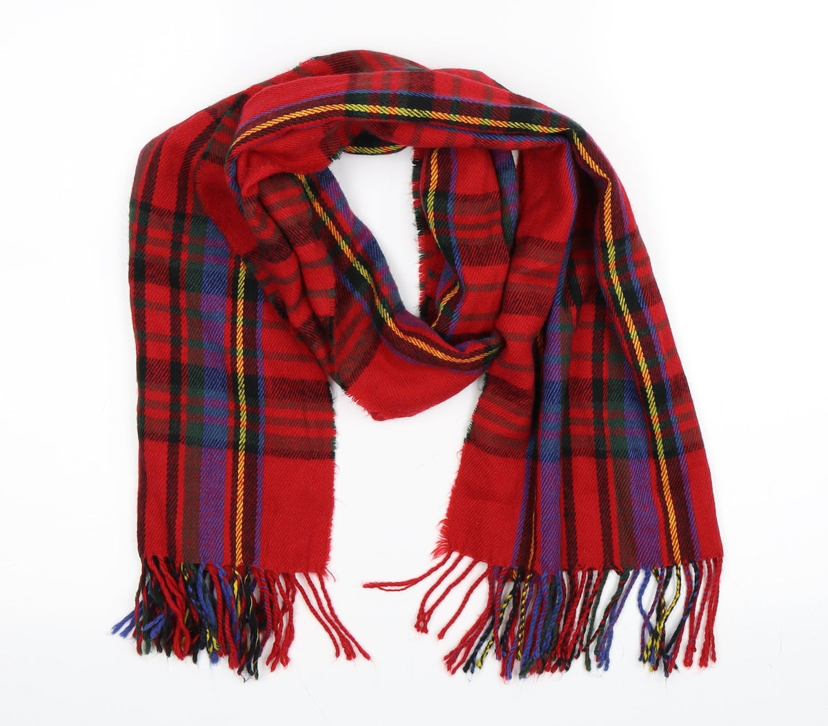 Front view of Preworn women’s red check scarf