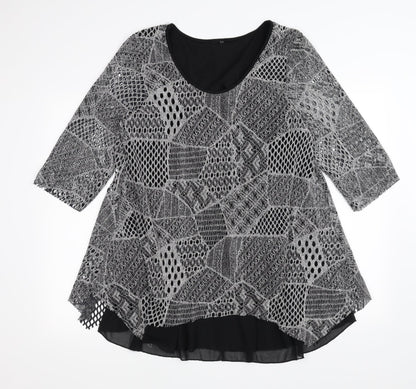 Preworn Womens Black   Fit & Flare  Size 14  - Layered with silver/grey