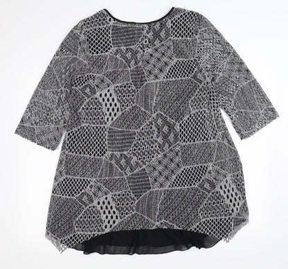 Preworn Womens Black   Fit & Flare  Size 14  - Layered with silver/grey