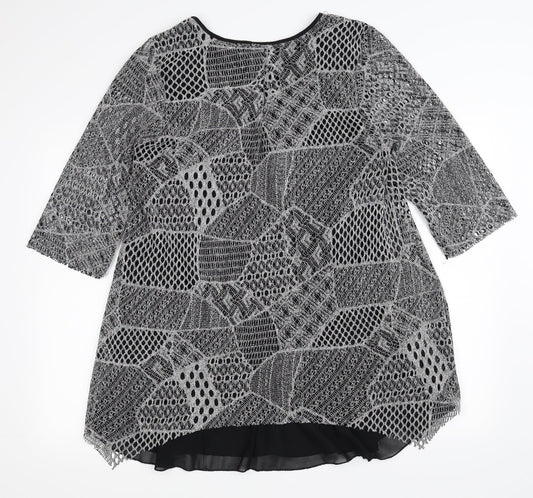 Preworn Womens Black   Fit & Flare  Size 14  - Layered with silver/grey