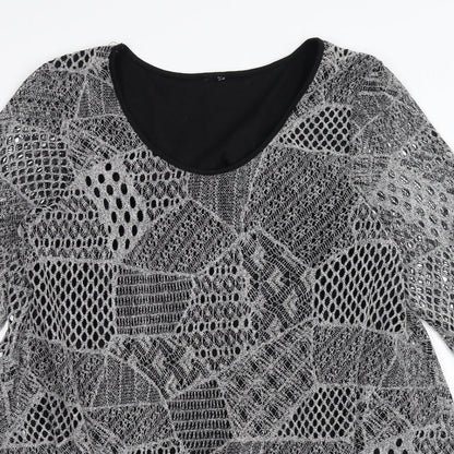 Preworn Womens Black   Fit & Flare  Size 14  - Layered with silver/grey