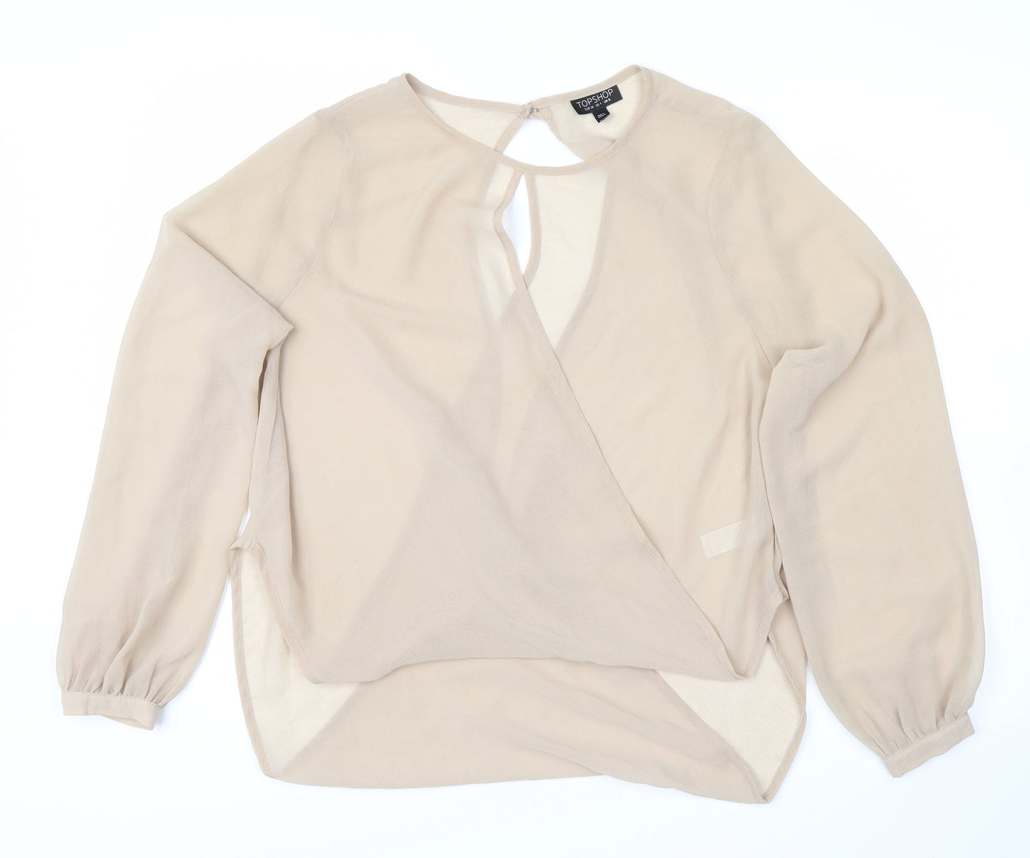 Womens UK Size 8 Topshop Beige Wrap Blouse