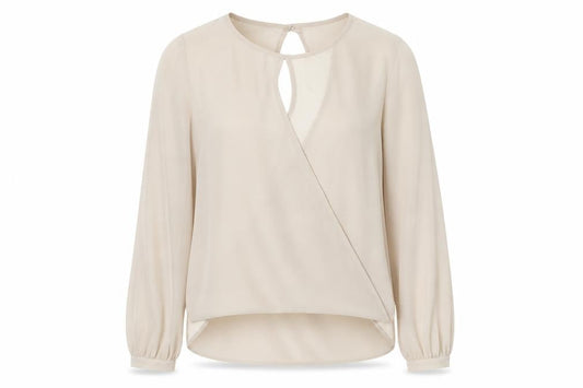 Womens UK Size 8 Topshop Beige Wrap Blouse