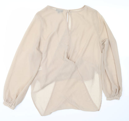 Womens UK Size 8 Topshop Beige Wrap Blouse