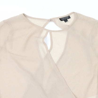 Womens UK Size 8 Topshop Beige Wrap Blouse