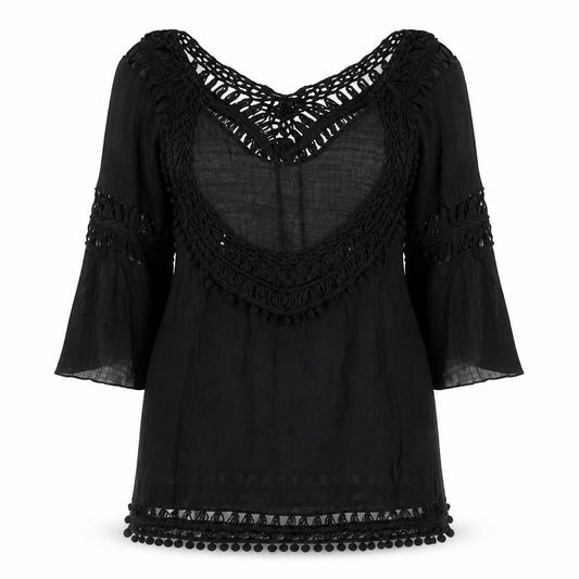 Womens UK Size S F&F Black Basic Blouse