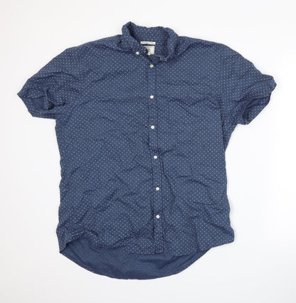 F&F Mens Blue Polka Dot   Button-Up Size XL