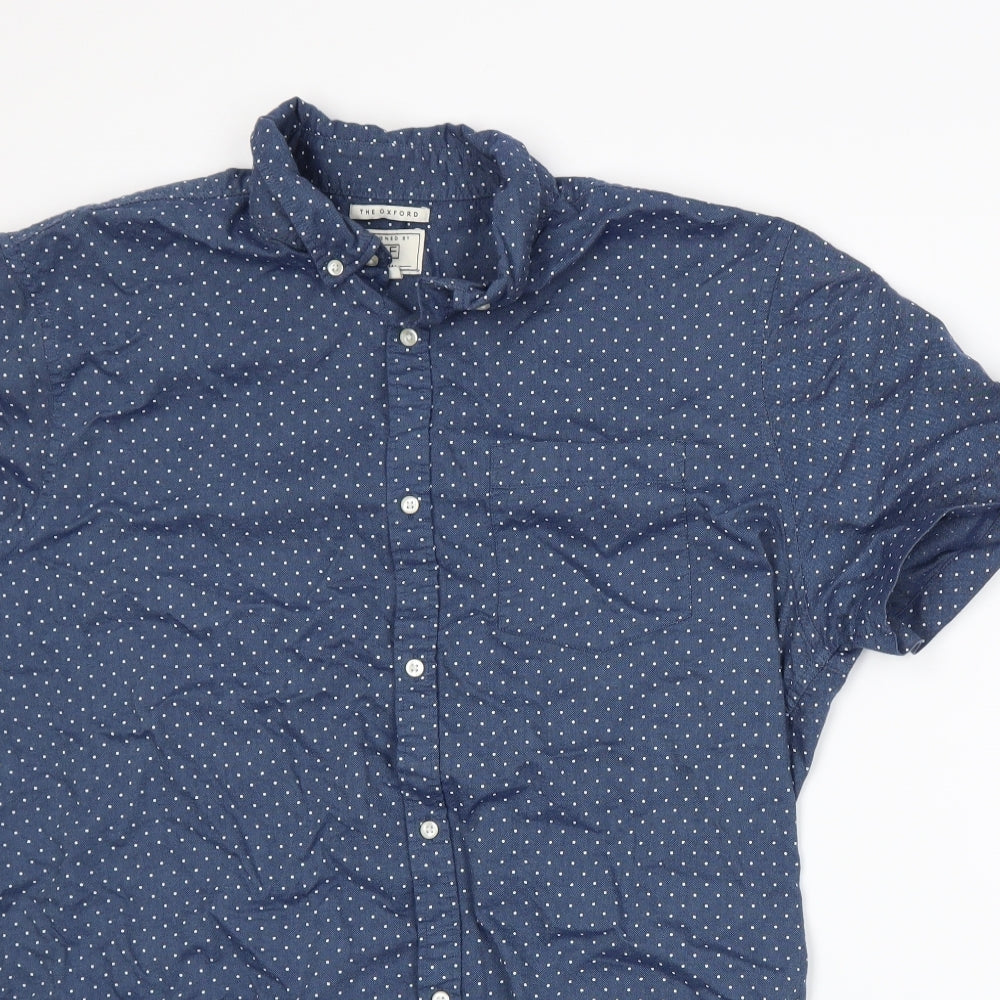 F&F Mens Blue Polka Dot   Button-Up Size XL