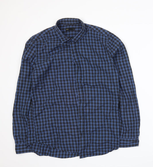 Seed Mens Blue Check   Button-Up Size M
