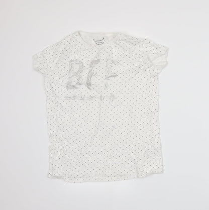 Primark Girls White Spotted Jersey Basic T-Shirt Size 13-14 Years