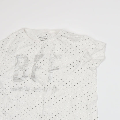 Primark Girls White Spotted Jersey Basic T-Shirt Size 13-14 Years