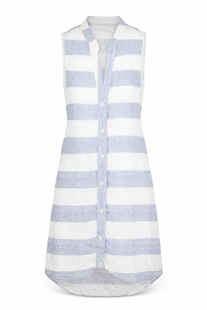 Front view of Rosebullet women’s blue striped a-line, size UK 6