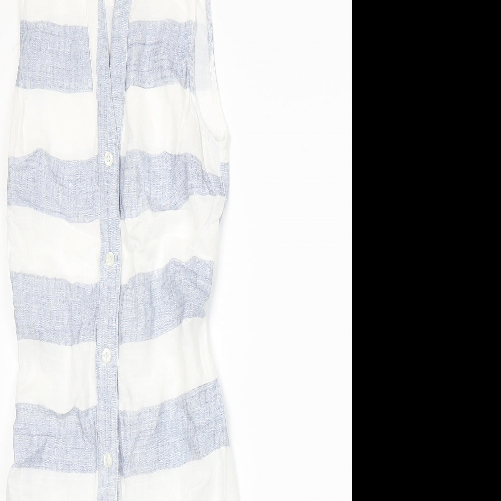 Close-up detail of Rosebullet women’s blue striped a-line, size UK 6