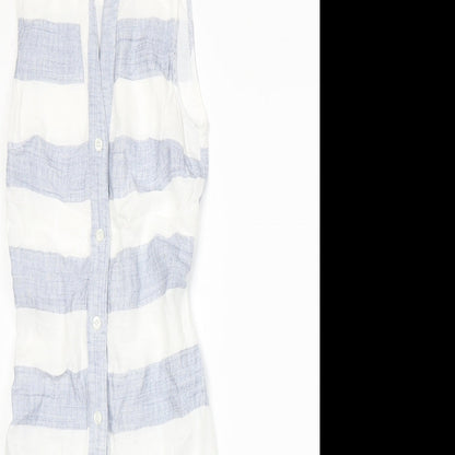 Close-up detail of Rosebullet women’s blue striped a-line, size UK 6