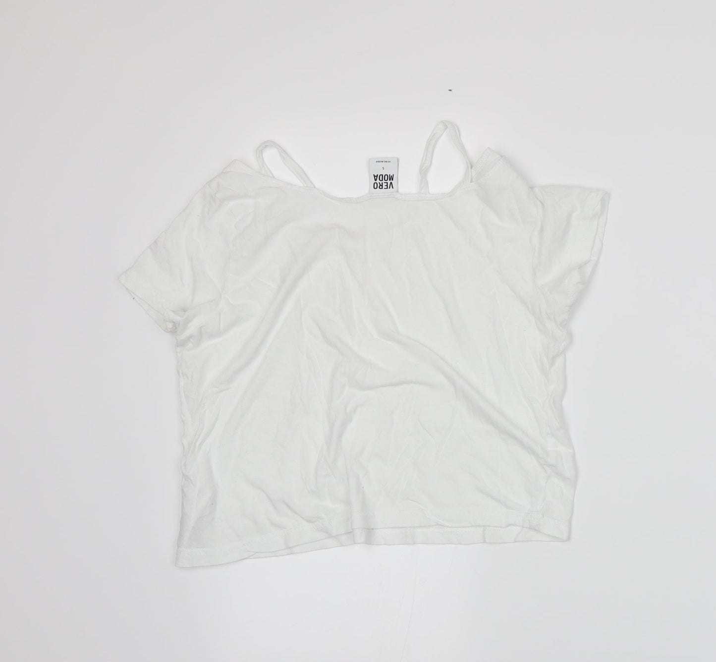 Womens UK Size S VERO MODA White Basic T-Shirt