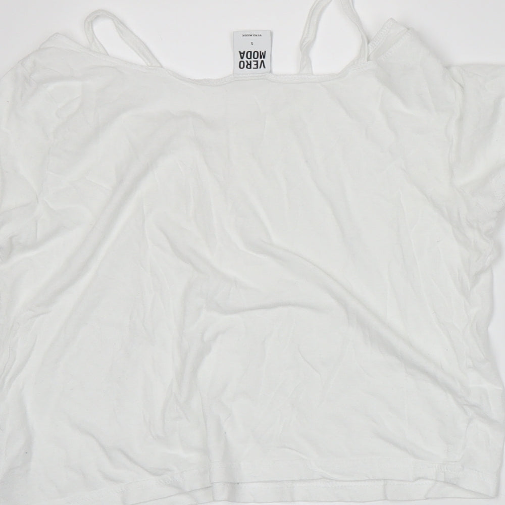 Womens UK Size S VERO MODA White Basic T-Shirt
