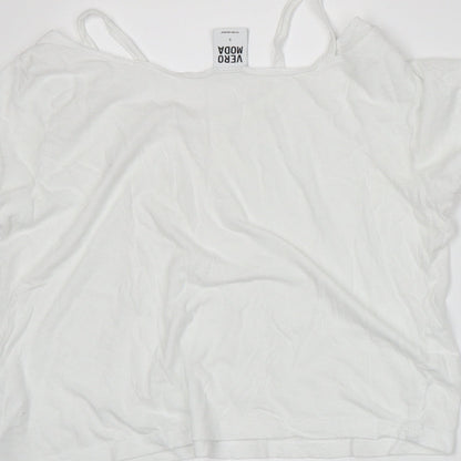 Womens UK Size S VERO MODA White Basic T-Shirt