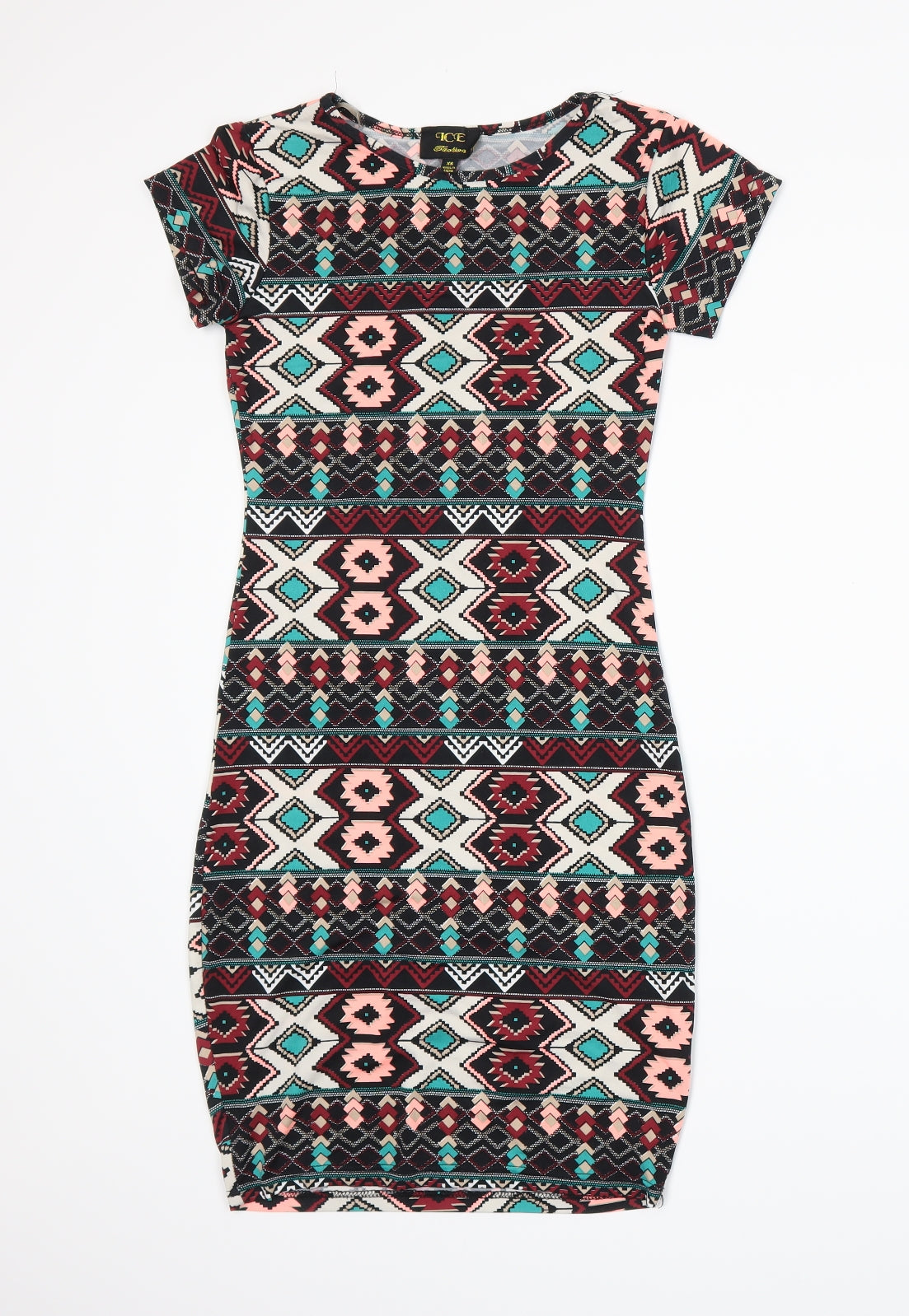 ICE FASHION Womens Black Fair Isle  Bodycon  Size XS