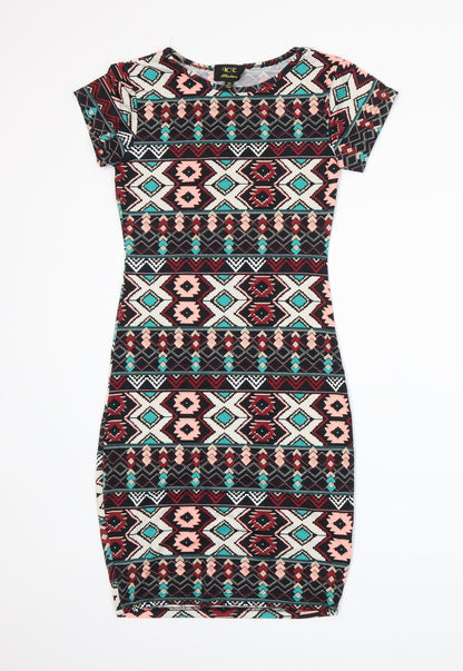 ICE FASHION Womens Black Fair Isle  Bodycon  Size XS